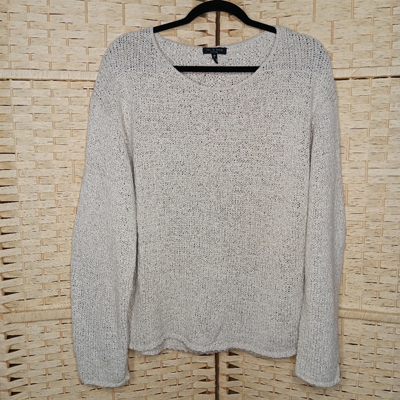 rag & bone Oatmeal Textured Scoop Neck Pullover Slouchy Knit Sweater Relaxed Fit - Picture 3 of 16